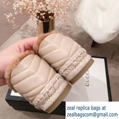 Gucci Shearling Espadrilles Nude With Double G 2019