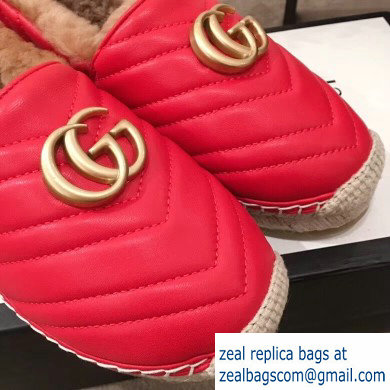 Gucci Shearling Espadrilles Red With Double G 2019