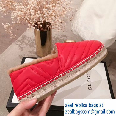 Gucci Shearling Espadrilles Red With Double G 2019 - Click Image to Close