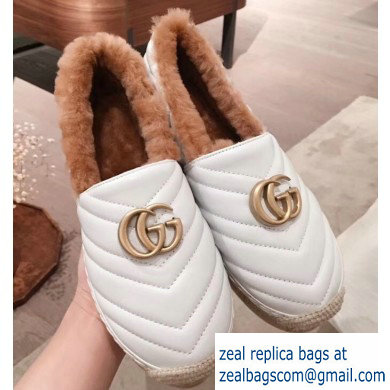 Gucci Shearling Espadrilles White With Double G 2019 - Click Image to Close