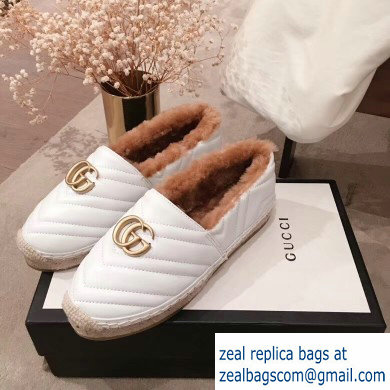 Gucci Shearling Espadrilles White With Double G 2019 - Click Image to Close