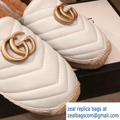 Gucci Shearling Espadrilles White With Double G 2019 - Click Image to Close