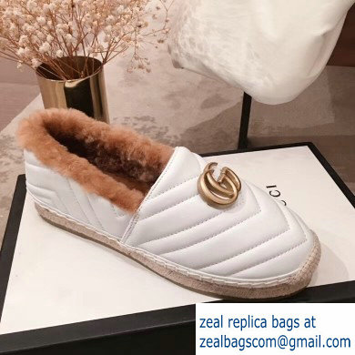 Gucci Shearling Espadrilles White With Double G 2019 - Click Image to Close