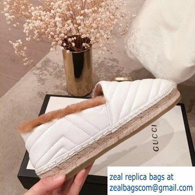 Gucci Shearling Espadrilles White With Double G 2019 - Click Image to Close