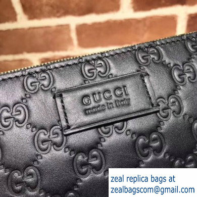 Gucci Signature Leather Soft Slim Messenger Bag 473882 Black - Click Image to Close