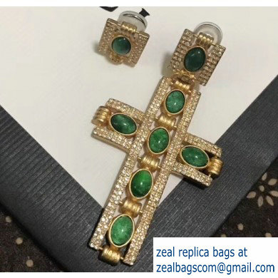 Gucci Small Asymmetrical Earrings with Cabochon Stones 2019