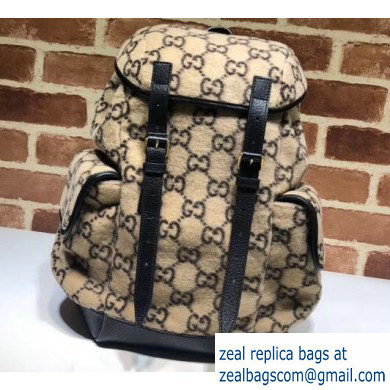 Gucci Small GG Wool Backpack Bag 598184 Beige 2019 - Click Image to Close