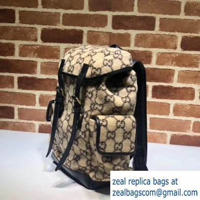 Gucci Small GG Wool Backpack Bag 598184 Beige 2019 - Click Image to Close