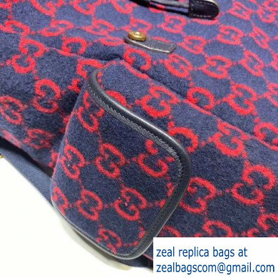Gucci Small GG Wool Backpack Bag 598184 Dark Blue 2019