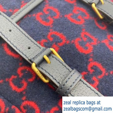 Gucci Small GG Wool Backpack Bag 598184 Dark Blue 2019