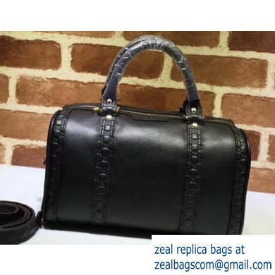 Gucci Vintage Boston Bag 269876 GG Leather Black - Click Image to Close