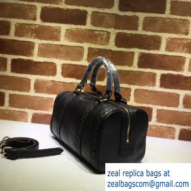 Gucci Vintage Boston Bag 269876 GG Leather Black - Click Image to Close
