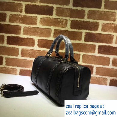 Gucci Vintage Boston Bag 269876 GG Leather Black