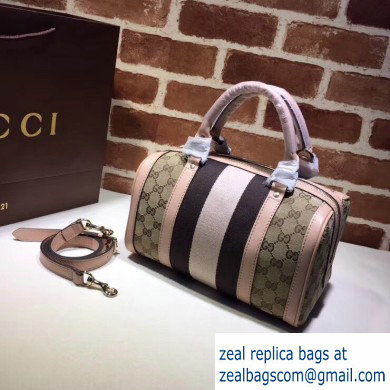 Gucci Vintage Web Boston Bag 269876 GG Beige/Nude Pink - Click Image to Close