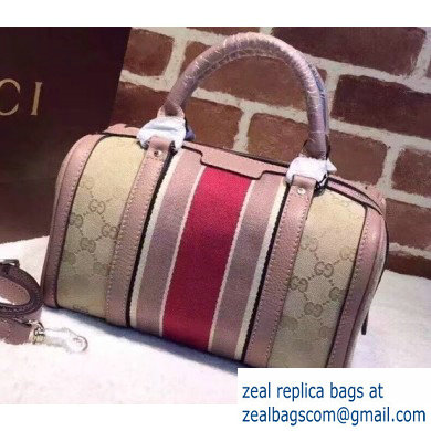 Gucci Vintage Web Boston Bag 269876 GG Beige/Pink - Click Image to Close