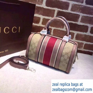 Gucci Vintage Web Boston Bag 269876 GG Beige/Pink - Click Image to Close