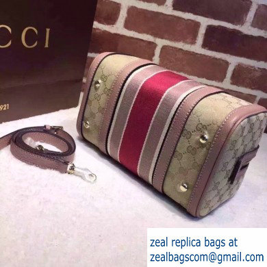 Gucci Vintage Web Boston Bag 269876 GG Beige/Pink - Click Image to Close