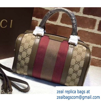 Gucci Vintage Web Boston Bag 269876 GG Khaki - Click Image to Close