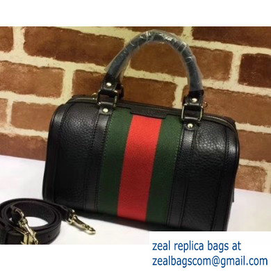 Gucci Vintage Web Boston Bag 269876 Leather Black