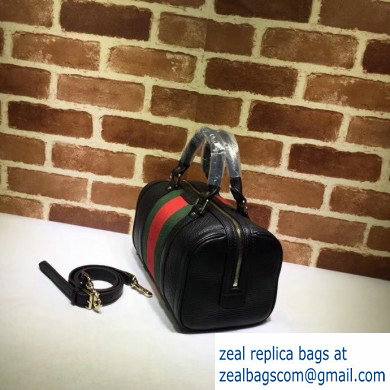 Gucci Vintage Web Boston Bag 269876 Leather Black