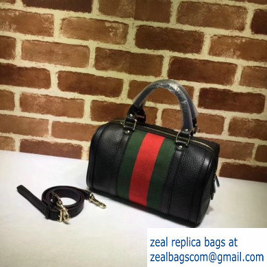 Gucci Vintage Web Boston Bag 269876 Leather Black