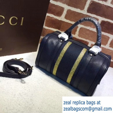 Gucci Vintage Web Boston Bag 269876 Leather Blue - Click Image to Close