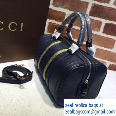 Gucci Vintage Web Boston Bag 269876 Leather Blue