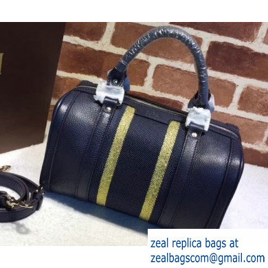 Gucci Vintage Web Boston Bag 269876 Leather Blue - Click Image to Close