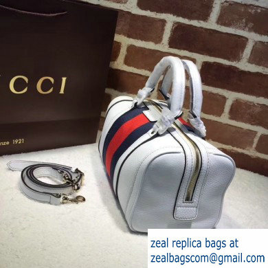 Gucci Vintage Web Boston Bag 269876 Leather White