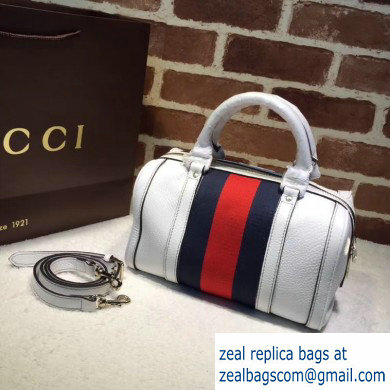 Gucci Vintage Web Boston Bag 269876 Leather White