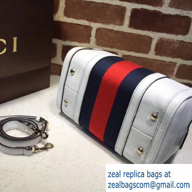 Gucci Vintage Web Boston Bag 269876 Leather White - Click Image to Close