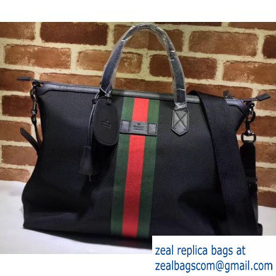 Gucci Web Canvas Duffle Bag 359261 Black - Click Image to Close