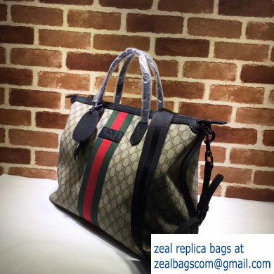 Gucci Web Canvas Duffle Bag 359261 GG Beige