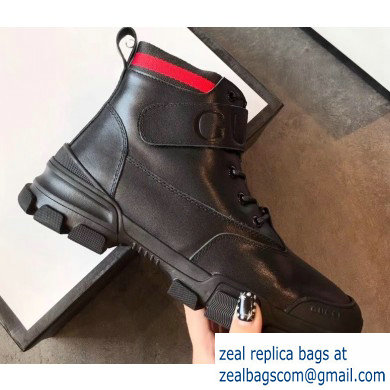 Gucci Web Leather and Logo Shearling High-top Sneakers Black 2019 - Click Image to Close