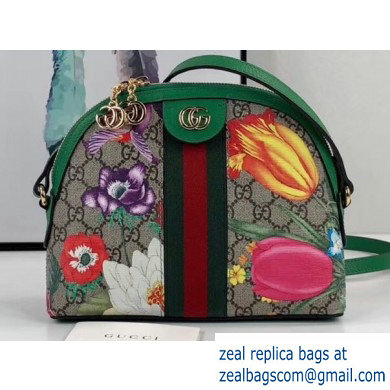 Gucci Web Ophidia GG Flora Print Small Shoulder Bag 499621 Green - Click Image to Close