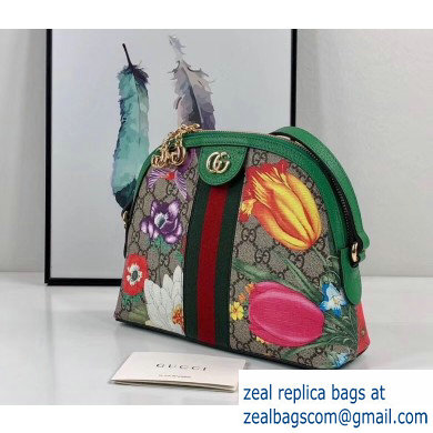 Gucci Web Ophidia GG Flora Print Small Shoulder Bag 499621 Green
