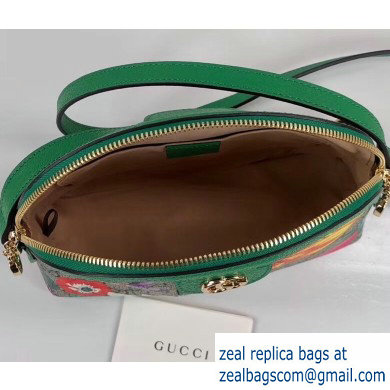 Gucci Web Ophidia GG Flora Print Small Shoulder Bag 499621 Green