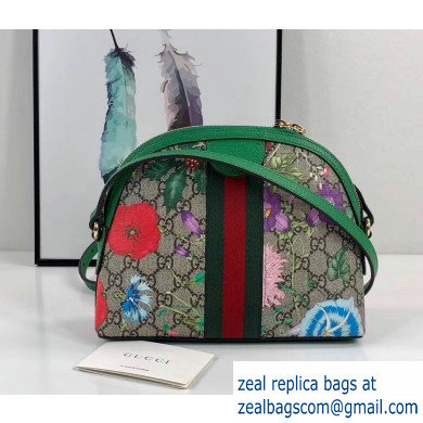 Gucci Web Ophidia GG Flora Print Small Shoulder Bag 499621 Green - Click Image to Close
