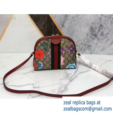 Gucci Web Ophidia GG Flora Print Small Shoulder Bag 499621 Red - Click Image to Close