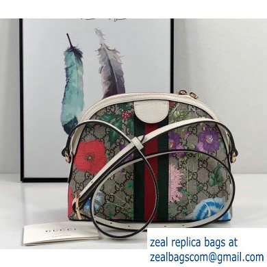 Gucci Web Ophidia GG Flora Print Small Shoulder Bag 499621 White - Click Image to Close