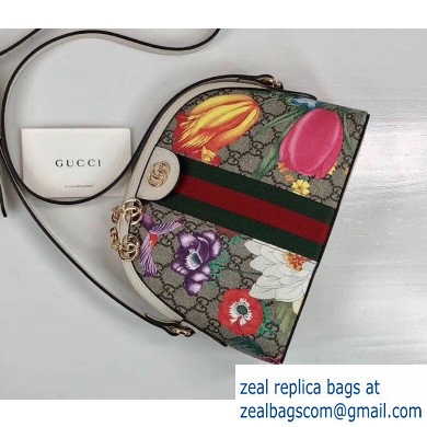 Gucci Web Ophidia GG Flora Print Small Shoulder Bag 499621 White - Click Image to Close