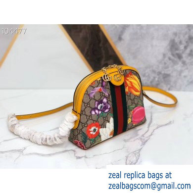 Gucci Web Ophidia GG Flora Print Small Shoulder Bag 499621 Yellow