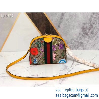 Gucci Web Ophidia GG Flora Print Small Shoulder Bag 499621 Yellow - Click Image to Close