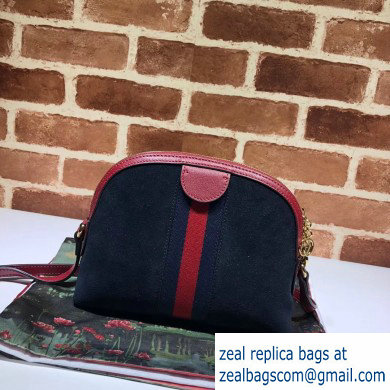 Gucci Web Ophidia Suede Leather Small Shoulder Bag 499621 Dark Blue - Click Image to Close