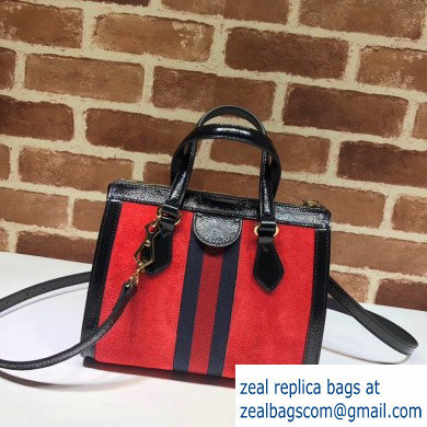 Gucci Web Ophidia Suede Leather Small Tote Bag 547551 Red - Click Image to Close