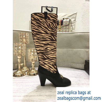 Gucci Zumi Leopard Knee Boots Black/Beige 2019