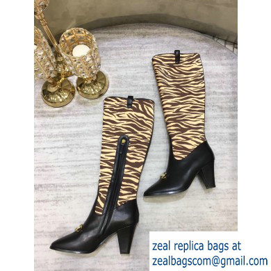 Gucci Zumi Leopard Knee Boots Black/Beige 2019