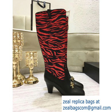 Gucci Zumi Leopard Knee Boots Black/Red 2019