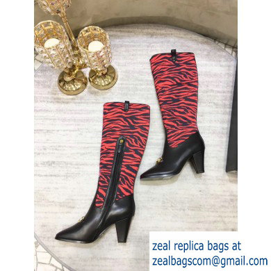 Gucci Zumi Leopard Knee Boots Black/Red 2019