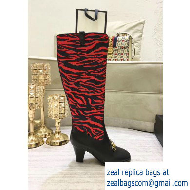 Gucci Zumi Leopard Knee Boots Black/Red 2019